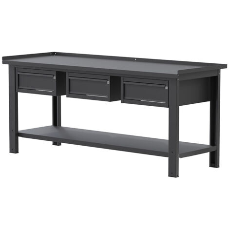 Banco da lavoro SOGI X3N124A - 2 m - piano in acciaio - 1 + 1 + 1 cassetti (1/4)