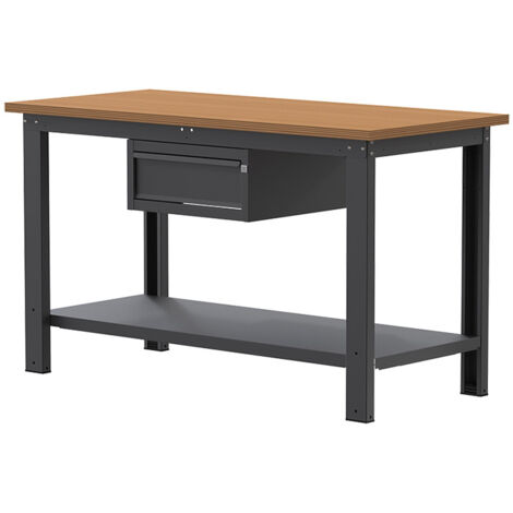 Banco da lavoro SOGI X3N101L- 1.5 m - piano in legno - 1 cassetto - grigio antracite (1/5)