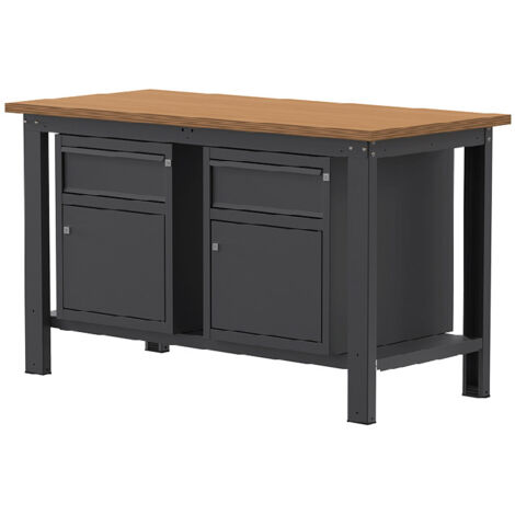Banco lavoro SOGI X3N110L - 1.5 m - piano in legno - 2 armadi con anta e cassetto