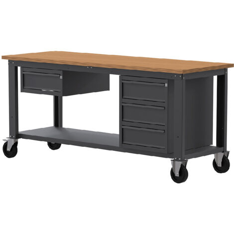 Banco da lavoro con ruote SOGI X3N118LR - 2 m - piano in legno - 1 + 3 cassetti (1/4)