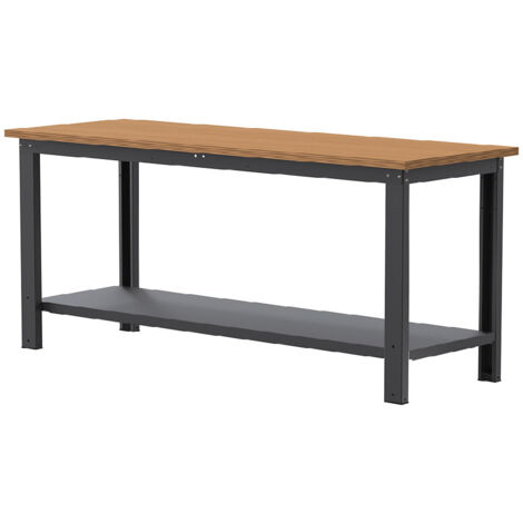 Banco da lavoro SOGI X3N112L - 2 m - piano in legno - grigio antracite (1/4)
