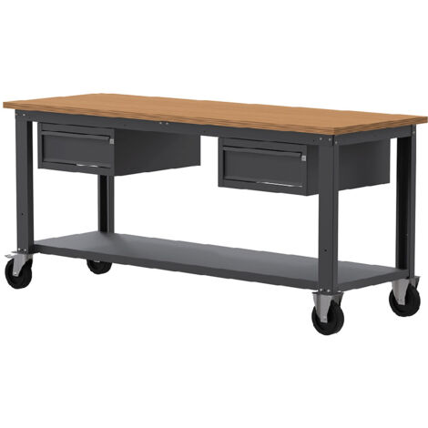 Banco da lavoro con ruote SOGI X3N117LR - 2 m - piano in legno - 1 + 1 cassetti (1/4)