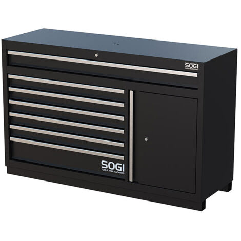 Cassettiera SOGI ARR-M-A-7C-L per arredo officina - 7 cassetti a estrazione telescopica - vano con 2 ripiani