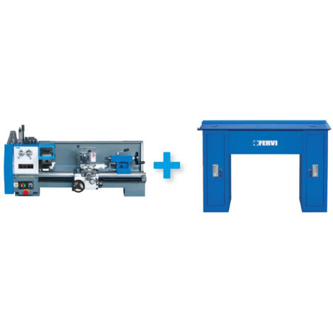 Tornio parallelo per metallo + banco FERVI KIT0114 - ( 0708+0710 )