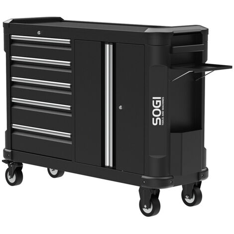 Carrello portautensili SOGI X6-05P con 5 cassetti - 1 vano con 2 ante e 2 ripiani - serrature - 4 ruote