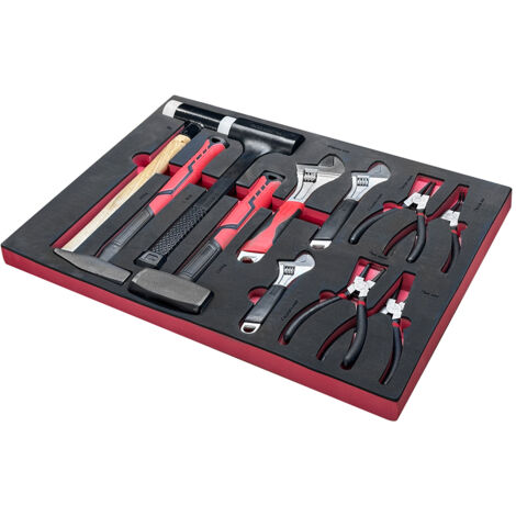 Assortimento di 11 utensili SOGI TER-09 - martelli vari - chiavi registrabili - pinze per seeger - vassoio in EVA