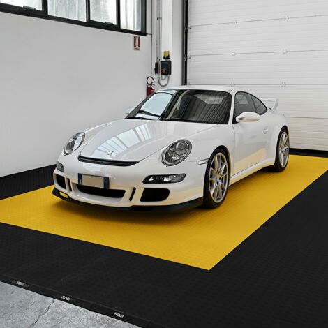Kit da 312 piastrelle piene 50 mq SOGI PAV-04-GI3 in PP per pavimento officina e garage - colore giallo