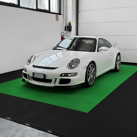 Kit da 6 piastrelle piene 1 mq SOGI PAV-04-VE1 in PP per pavimento officina e garage - colore verde