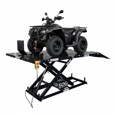 Ponte sollevatore elettroidraulico SOGI SLE-02 per moto, trike, quad - da 680 kg - due pedane laterali - tre rampe