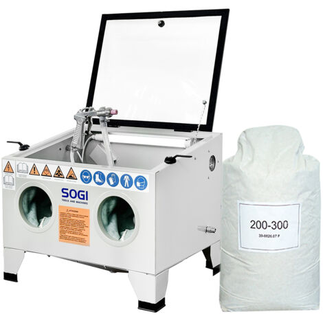 Sabbiatrice SOGI S-56 da banco + sacco 25 kg di microsfere in vetro grana 200/300, SOGI S-56+ 25 kg di microsfere in vetro grana 200/300