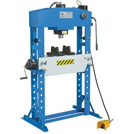 Pressa idraulica manuale pneumatico FERVI P001/75 per officina con comando a pedale - 75 ton (1/5)