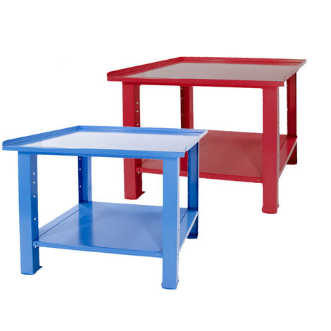 Banco da lavoro SOGI 1 metro con piano in acciaio portata 1000 kg - blu/rosso, ColoreRosso