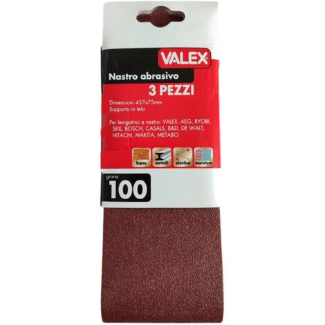 NASTRO ABRASIVO SET 3 PZ GR100 75x457 SMUSSATRICE LEVIGATRICE LN860 VALEX 1905143