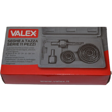 Set di frese seghe a tazza 11 pezzi per legno plastica cartongesso valex 1980438