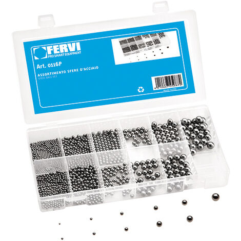 ASSORTIMENTO DI 450 SFERE D'ACCIAIO CROMATE METRICHE 0116