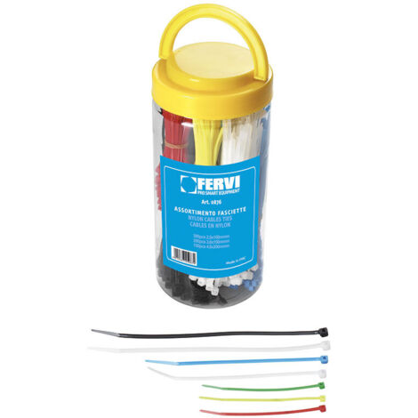 Assortimento 650 fascette in plastica colorate in box Fervi 0876
