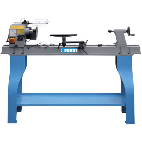 Tornio da legno FERVI 0758 con banco - testa girevole - trasmissione variabile - 1100 mm