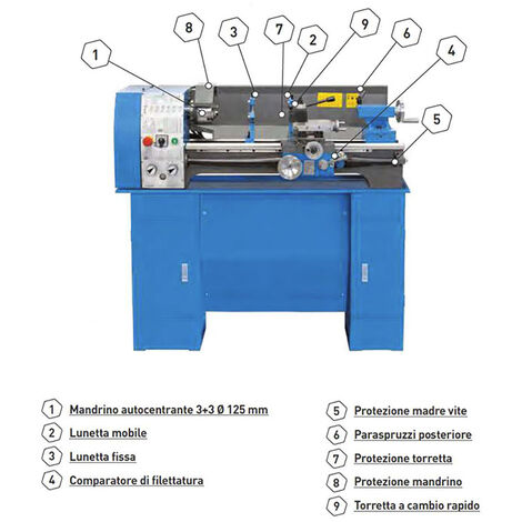 Tornio professionale parallelo FERVI T660 per metallo - 230V - Pb 26 mm