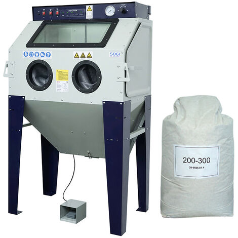 Sabbiatrice SOGI S-100 cabina di sabbiatura + sacco 25 kg di microsfere in vetro grana 200/300, SOGI S-100+ 25 kg di microsfere in vetro grana 200/300