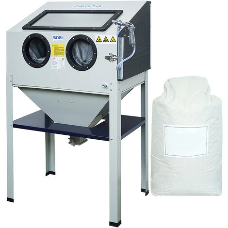 Sabbiatrice professionale SOGI S-85 + sacco 50 kg di microsfere in vetro grana 200/300, SOGI S-85+ 50 kg di microsfere in vetro grana 200/300