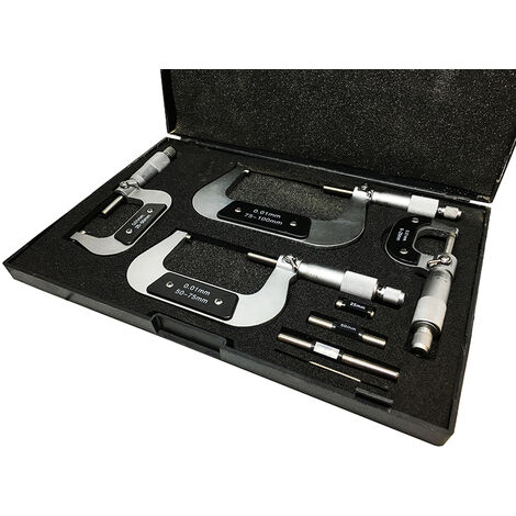 Micrometri per esterni in set 4 pz SOGI MIC-0-100 - 0÷100 mm - micrometro centesimale assortimento