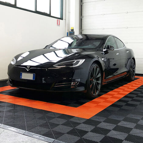 Kit da 6 piastrelle 1 mq SOGI PAV-03-AR1 in PP per pavimento officina e garage - colore arancione, KIT 6 pz - 1 mq