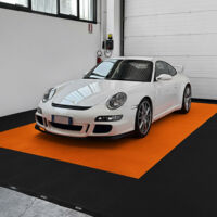 Kit da 625 piastrelle piene 100 mq SOGI PAV-04-AR4 in PP per pavimento officina e garage - colore arancione