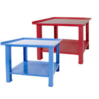 Banco da lavoro SOGI 1 metro con piano in acciaio portata 1000 kg - blu/rosso, ColoreRosso
