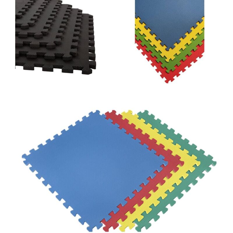 Esterilla Puzzle para Suelos de Gimnasio y Fitness Protección de Goma  Espuma 60x60 cm Colchoneta Antideslizante - color :Multicolor - 4 Piezas - 1,44  m² (Multicolor)