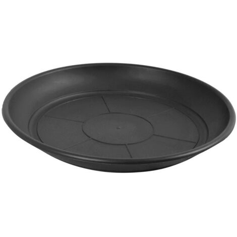 JARDIN202 - Maceta Mediterranea Circular de plástico para plantas y flores  Drenaje incorporados  PLATO -  Diámetro: desde 30 hasta 40 cm (Negro)