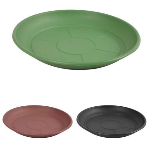 JARDIN202 - Maceta Mediterranea Circular de plástico para plantas y flores  Drenaje incorporados  PLATO -  Diámetro: desde 50 hasta 60 cm (Verde)