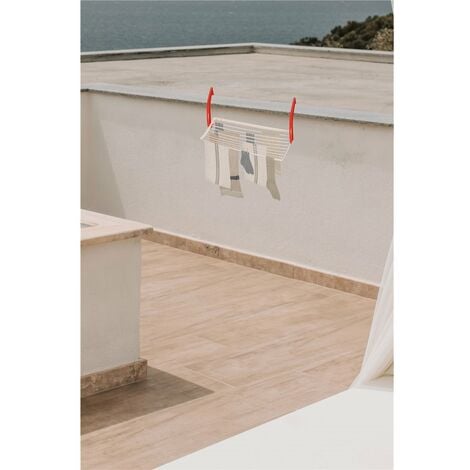 Tendedero Plegable de Resina– Tendal Abatible Balcón para Interior y  Exterior - color :Blanco - Balcón pequeño (Blanco)