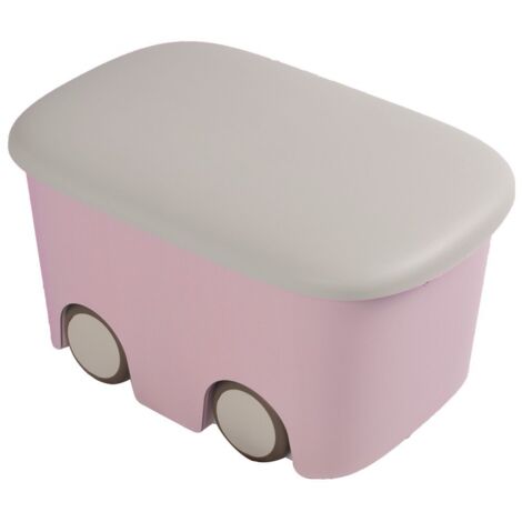 JARDIN202 - Caja de Ordenación Multiusos  Bicolor con Ruedas  Almacenamiento  45 L (Rosa Claro)