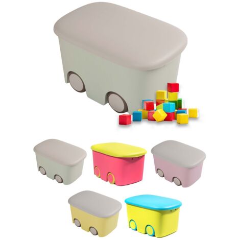 Caja de Ordenación Multiusos Bicolor con Ruedas Almacenamiento (1/5)