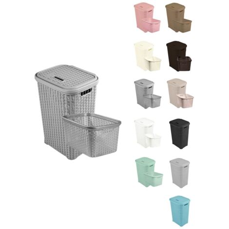 JARDIN202 - Pongotodo Diseño Rattan para Colada - Cesto Para la Ropa Sucia  Set (Plata)