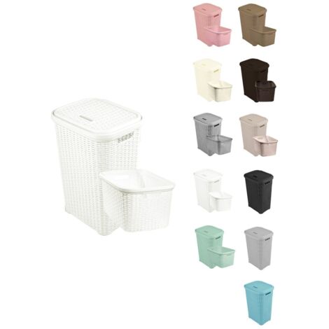 JARDIN202 - Pongotodo Diseño Rattan para Colada - Cesto Para la Ropa Sucia  Set (Blanco)