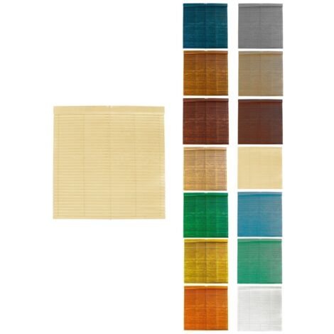 JARDIN202 - Persiana de Madera Alicantina con Polea Metálica - Estor Enrollable para Ventanas, Puertas, Salón  115 x 160 cm (Marfil (Pintada))