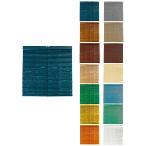 JARDIN202 - Persiana de Madera Alicantina con Polea Metálica - Estor Enrollable para Ventanas, Puertas, Salón  125 x 120 cm (Azul (Barnizada))