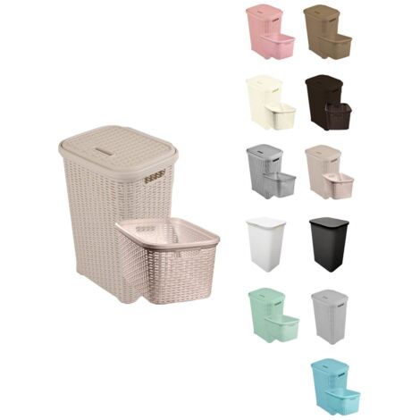 JARDIN202 - Pongotodo Diseño Rattan para Colada - Cesto Para la Ropa Sucia  Set (Marrón claro)