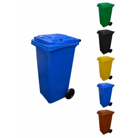 JARDIN202 - Contenedor de Basura Reciclables de Colores con Ruedas   Mango antideslizante  240 L (Azul)