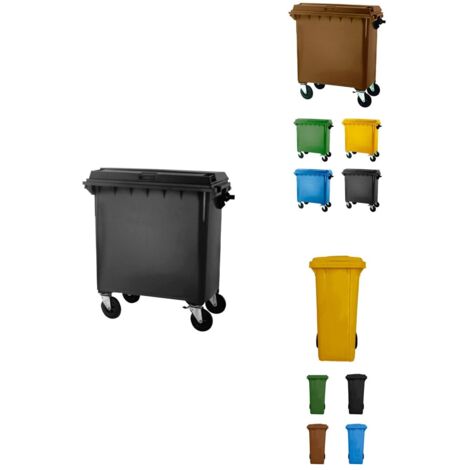 JARDIN202 - Contenedor de Basura Reciclables de Colores con Ruedas Mango antideslizante 1100 L (Negro)