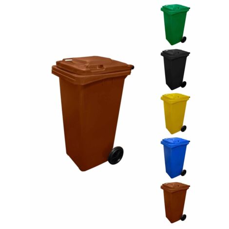 JARDIN202 - Contenedor de Basura Reciclables de Colores con Ruedas   Mango antideslizante  240 L (Marrón)