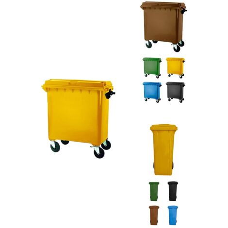 JARDIN202 - Contenedor de Basura Reciclables de Colores con Ruedas Mango antideslizante 1100 L (Amarilla)