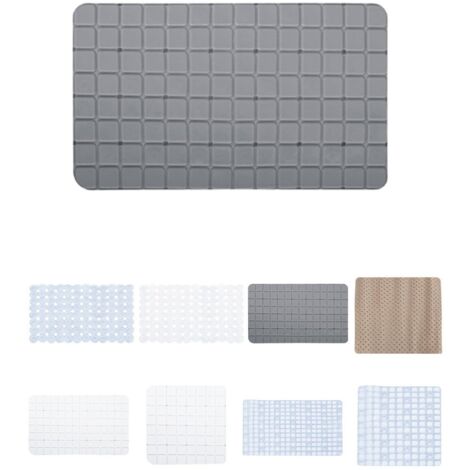 JARDIN202 - Alfombra de Baño Antideslizante Suave y Acolchada - Estera Resistente con Ventosas para el Baño o Ducha 68x36 cm (Gris - Cuadrado)