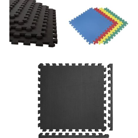 JARDIN202 - Esterilla Puzzle para Suelos de Gimnasio y Fitness  Protección de Goma 60x60 cm  Colchoneta Antideslizante  32 Piezas - 11,52 m² (Negro)