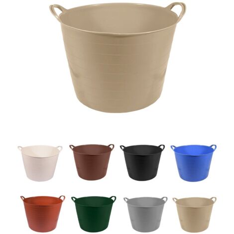 JARDIN202 - Espuerta de plástico  Capazo agrícola  Pack x5 uds (42 L Crema)