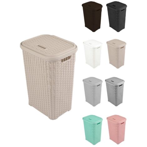 JARDIN202 - Cesto para la Colada 38L de Plástico con Asas - Cubo Ropa Sucia con Tapa  49 x 39 x 30 cm  38 Litros (Crema)