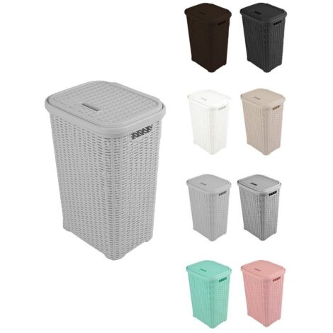 JARDIN202 - Cesto para la Colada 38L de Plástico con Asas - Cubo Ropa Sucia con Tapa  49 x 39 x 30 cm  38 Litros (Gris)