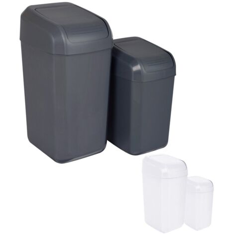 JARDIN202 - Papelera con Tapa Basculante - Cubo basura Antracita para Cocinas, Baños y Despachos - Contenedor de Residuos  30 L (Gris)