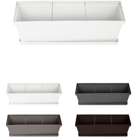 JARDIN202 - Jardinera de Diseño con Plato – Jardinera con Separador de Ambientes para Interior y Exterior 60 cm (Blanco)